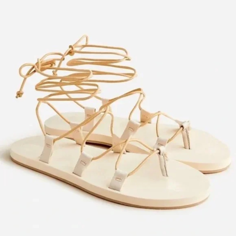 J. Crew Gladiator Lace Up Thin Eva Sandals Flats Light Caramel Women's Size 7